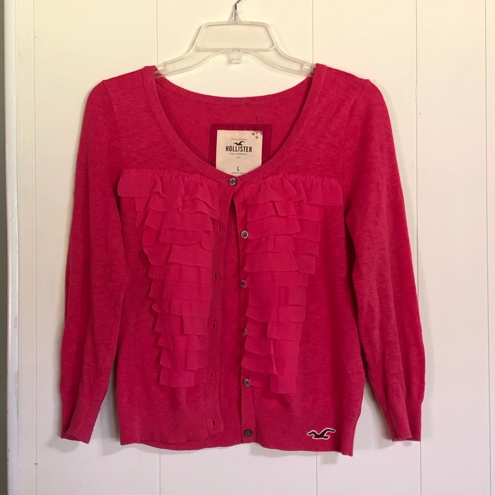Pink Ruffled Hollister Cardigan